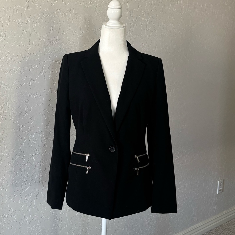 Michael Kors Black Blazer with Zipper Accents